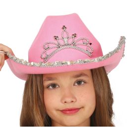 Rosa Cowboyhut aus Filz, Kinder