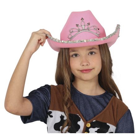 Rosa Cowboyhut aus Filz, Kinder