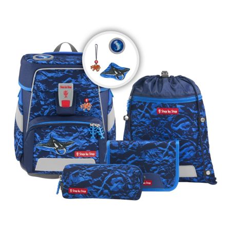 hama SPACE Schulranzen-Set 'Manta Rio' – 5-teiliges Set für Erstklässler – Ergonomisch & Leicht