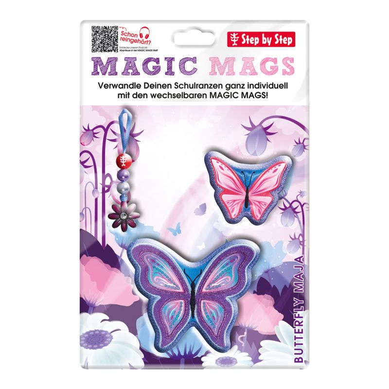 Step by Step® MAGIC MAGS Butterfly Maja | 2 Applikationen & 1 Anhänger | Zubehör für Schulranzen/Rucksack