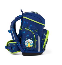 ergobag cubo Schulranzen-Set SpitzenreitBär blau - Mitwachsend, ergonomisch & sicher | 5-teilig