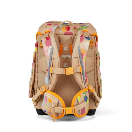 ergobag cubo Schulranzen-Set Flower PowBär beige - Mitwachsend, ergonomisch & nachhaltig | 5-teilig