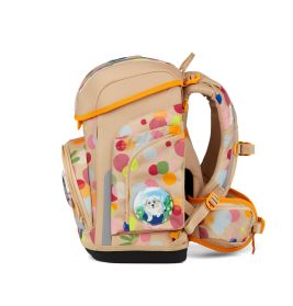 ergobag cubo Schulranzen-Set Flower PowBär beige - Mitwachsend, ergonomisch & nachhaltig | 5-teilig