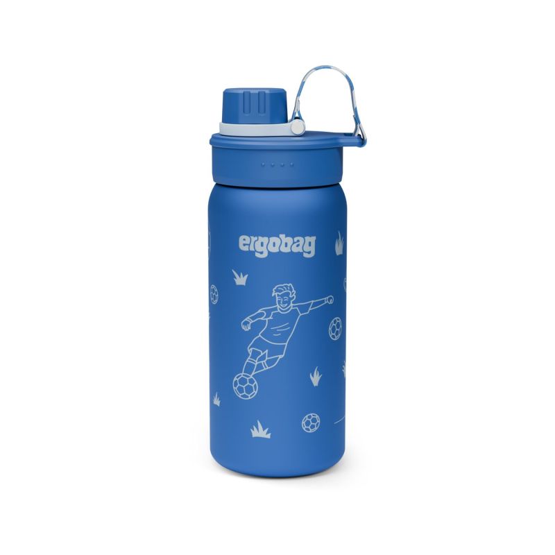ergobag® Fußball Edelstahl Trinkflasche 500ml - Auslaufsicher, BPA-frei