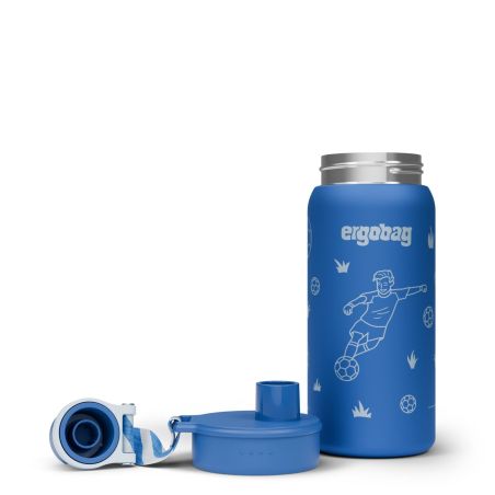 ergobag® Fußball Edelstahl Trinkflasche 500ml - Auslaufsicher, BPA-frei