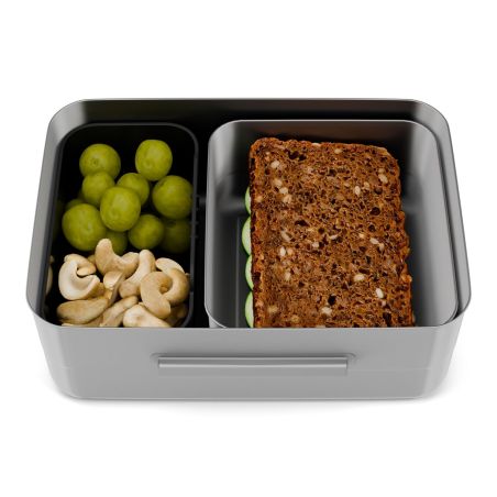 ergobag Gewitter Edelstahl Brotdose: BPA-frei, Trennfach, Snack-Box für Schule & Freizeit