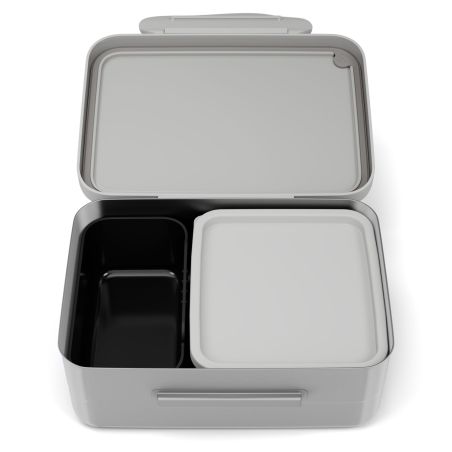 ergobag Gewitter Edelstahl Brotdose: BPA-frei, Trennfach, Snack-Box für Schule & Freizeit