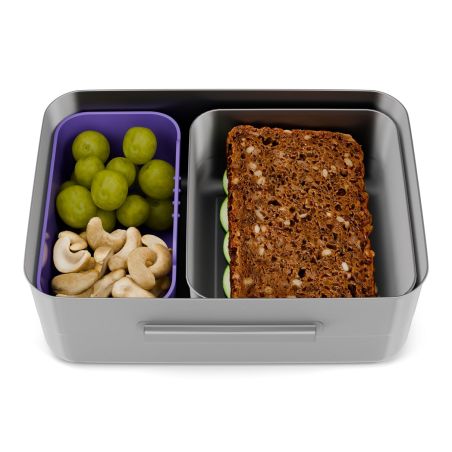 ergobag Schmetterling Edelstahl Brotdose: BPA-frei, Trennfach, Snack-Box für Schule & Freizeit