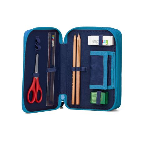 ergobag® Maxi Mäppchen Bärassic Garden – gefüllt, 3 Fächer, ab Klasse 2, Blau