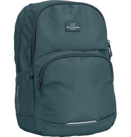 Türkiser Rucksack mit zwei Frontreißverschlusstaschen und kleinem Beckmann-Logo auf der oberen Tasche.
