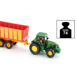 SIKU 1650 John Deere Traktor mit Silagewagen | Metallmodell | Heckklappe öffenbar | Ab 3 Jahre