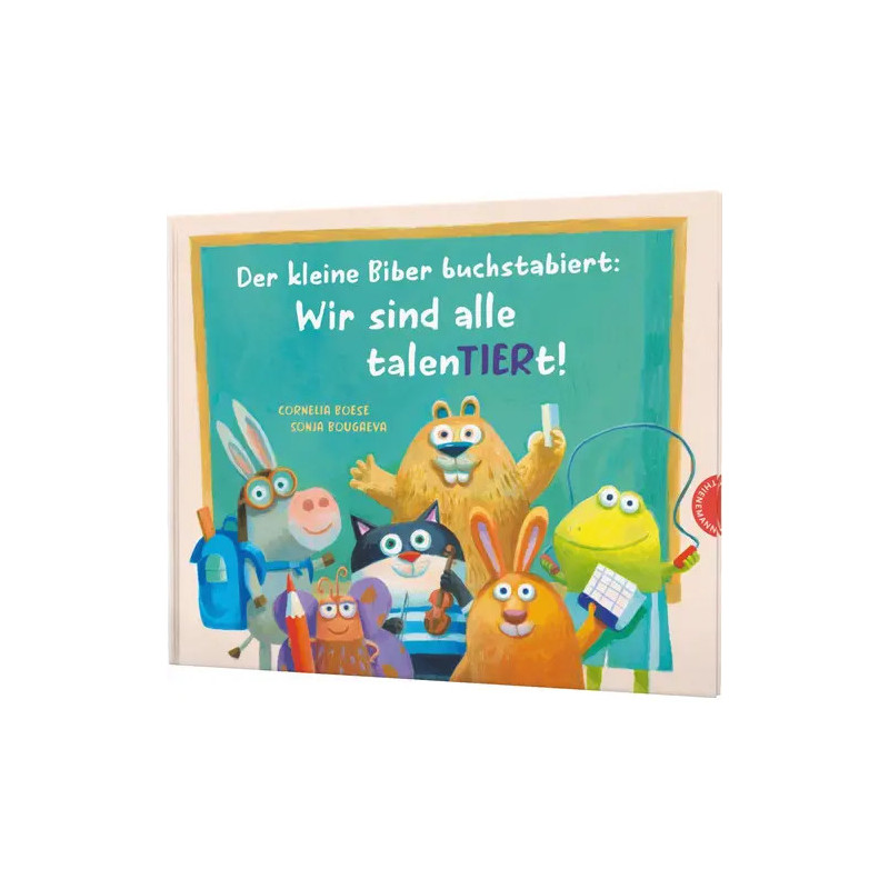 Cover eines Kinderbuchs mit gezeichneten Tieren und deutschem Titel: Wir sind alle talenTIERt!.