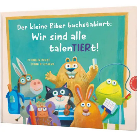 Cover eines Kinderbuchs mit gezeichneten Tieren und deutschem Titel: Wir sind alle talenTIERt!.