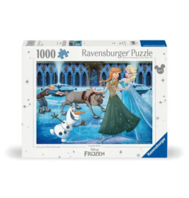 Ravensburger Frozen Puzzle (1000 Teile) mit Anna, Elsa, Olaf, Kristoff und Sven vor eisigem Hintergrund.