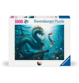 Ravensburger Puzzle mit 1000 Teilen: Schachtel zeigt eine Unterwasserszene mit Seedrachen und Tauchern.