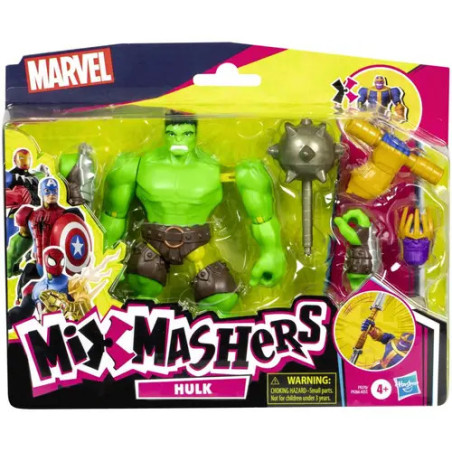 Marvel Mix Mashers Hulk Figurenset in Verpackung mit Zubehör wie Streitkolben und Dreizack.