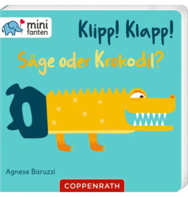Kinderbuchcover mit Krokodil-Zeichnung, deutschem Text und türkisfarbenem Hintergrund.