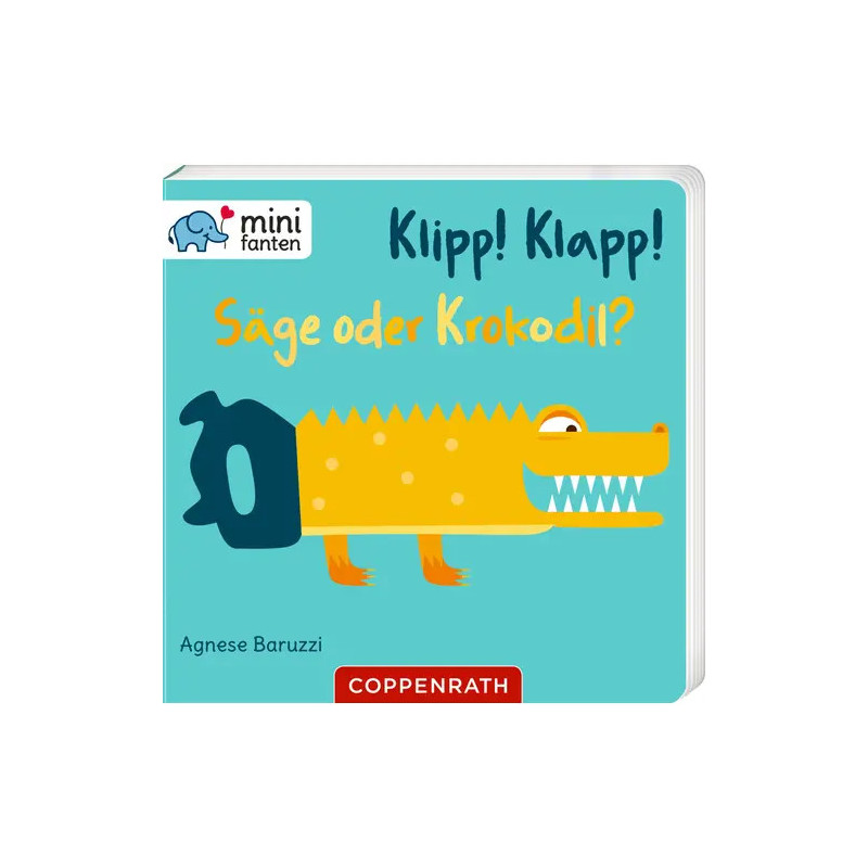 Kinderbuchcover mit Krokodil-Zeichnung, deutschem Text und türkisfarbenem Hintergrund.