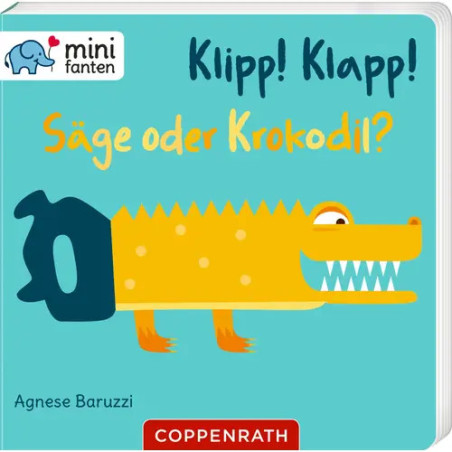 Kinderbuchcover mit Krokodil-Zeichnung, deutschem Text und türkisfarbenem Hintergrund.