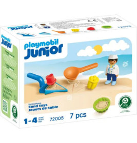 Playmobil Junior Sandspielzeug-Set mit Figur, Schaufel, Sieb und Sandformen für Kinder von 1 bis 4 Jahren.