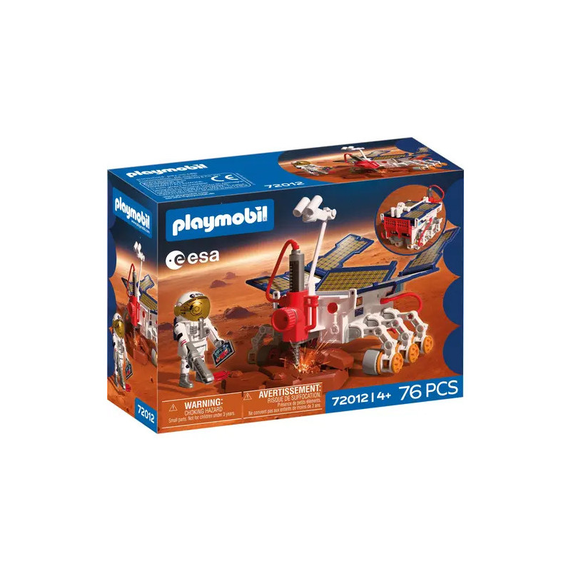 Playmobil ESA Mars Rover Set mit 76 Teilen, Astronautenfigur und Rover-Abbildung auf der Verpackung.