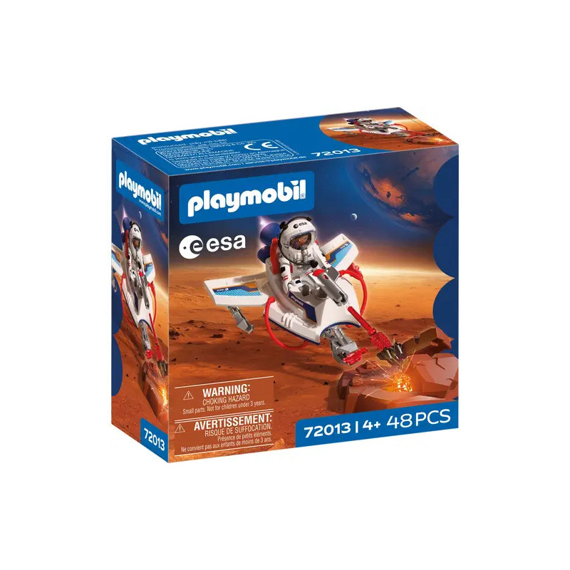 Playmobil ESA Weltraum-Set mit Astronaut und Rover auf rotem Planeten, ab 4 Jahren, 48 Teile.
