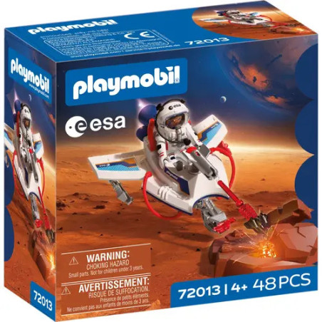 Playmobil ESA Weltraum-Set mit Astronaut und Rover auf rotem Planeten, ab 4 Jahren, 48 Teile.