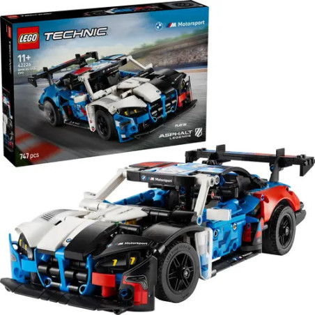 LEGO Technic Rennwagen mit Box im Hintergrund, 747 Teile, für Kinder ab 11 Jahren.