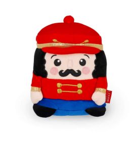 Plüschfigur als Spielsoldat mit rotem Hut, roter Jacke, blauer Hose und schwarzem Schnurrbart.