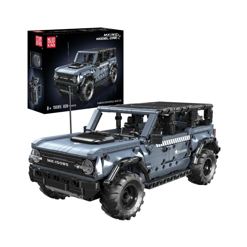 Graues Geländewagen-Bauset mit Verpackung, 828 Teile, empfohlen ab 8 Jahren.