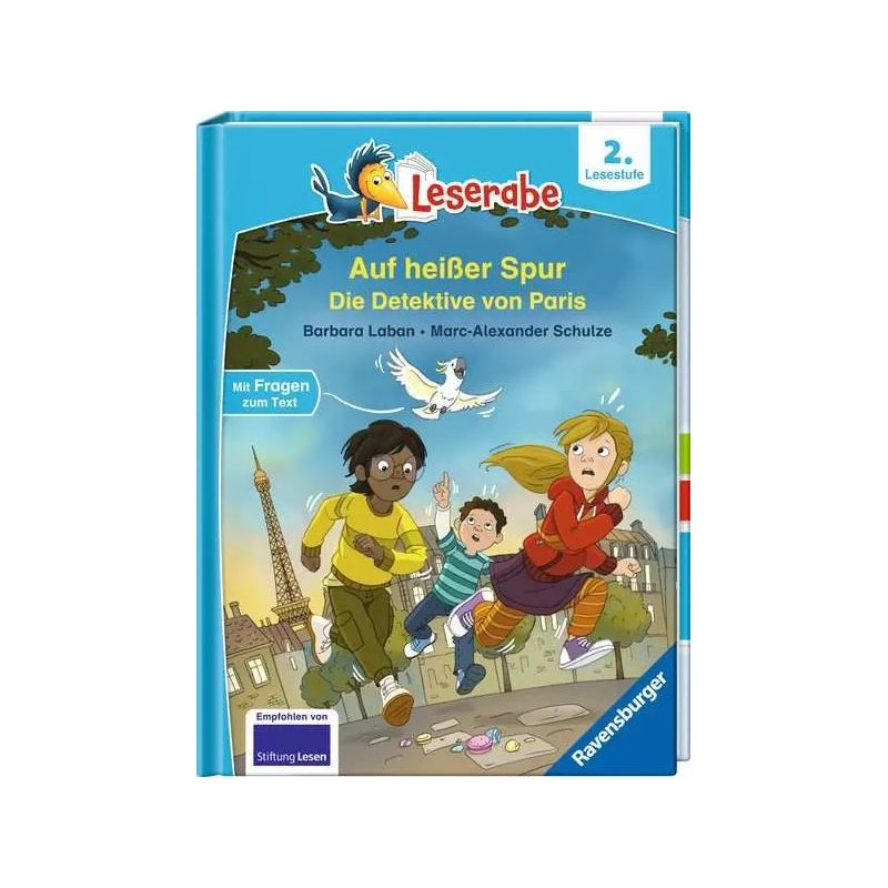 Buchcover: Drei Kinder und eine Taube rennen in Paris, im Hintergrund steht der Eiffelturm.