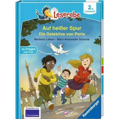 Buchcover: Drei Kinder und eine Taube rennen in Paris, im Hintergrund steht der Eiffelturm.