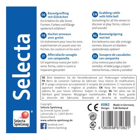 Selecta Girali Colori Greifling Baby – Holzgreifling für Sinne, Formen & Farben