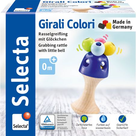 Selecta Girali Colori Greifling Baby – Holzgreifling für Sinne, Formen & Farben