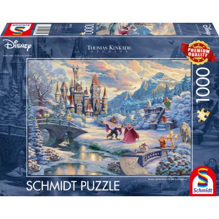 Schmidt Spiele Puzzle Die Schöne und das Biest – Zauberhafter Winterabend (Thomas Kinkade) 1000 Teile