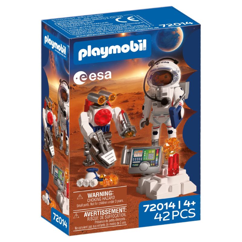 Playmobil ESA-Weltraum-Set mit Astronaut, Roboter und Kontrollpult, ab 4 Jahren, 42 Teile.