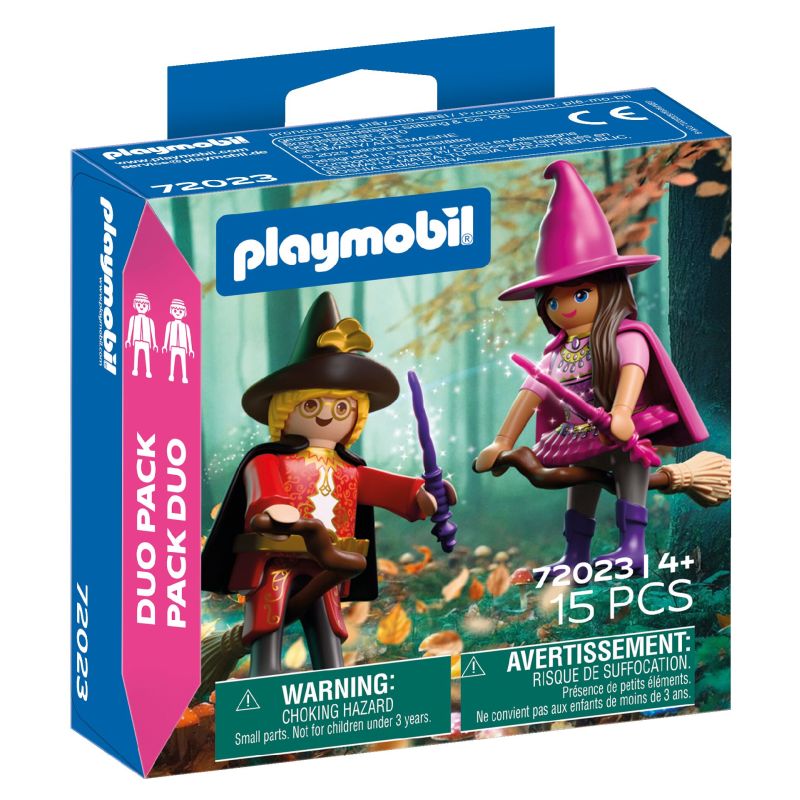 Playmobil-Set mit Hexe und Magier im Wald, 15 Teile, ab 4 Jahren.