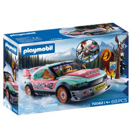 Playmobil Rallyeauto-Set, 68 Teile, ab 4 Jahren, in Verpackung mit verschneiter Berglandschaft.