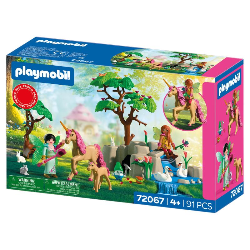 Playmobil-Feen-Set mit Einhörnern, Schwänen und Baum, 91 Teile, geeignet für Kinder ab 4 Jahren.