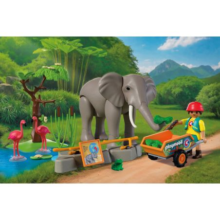 Elefant mit Tierpfleger