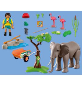 Elefant mit Tierpfleger