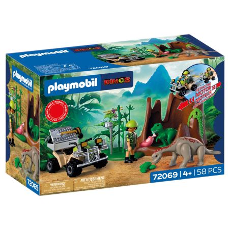 Playmobil Dinos Set mit Figuren, Jeep und Dino, für Kinder ab 4 Jahren, enthält 158 Teile.