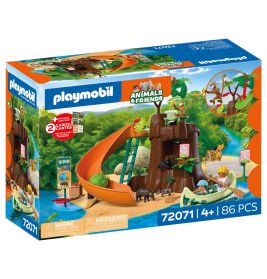 Playmobil-Dschungelspielset mit Rutsche, Kanu, Tieren und zwei Figuren 86 Teile, ab 4 Jahren.