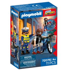 Playmobil City Action: Polizist stoppt Dieb auf Fahrrad. Für Kinder ab 4 Jahren, enthält 11 Teile.
