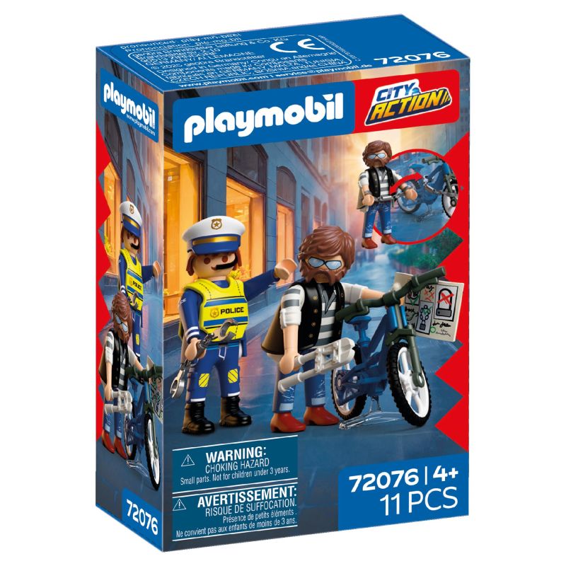 Playmobil City Action: Polizist stoppt Dieb auf Fahrrad. Für Kinder ab 4 Jahren, enthält 11 Teile.