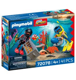 Playmobil City Action Taucher-Set mit 2 Tauchern, Schatztruhe und Unterwasserszene, ab 4 Jahren, 41 Teile.
