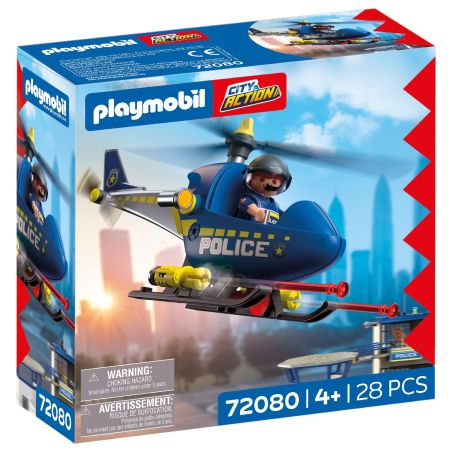Playmobil City Action Polizei-Hubschrauber, 28-teilig, geeignet für Kinder ab 4 Jahren.