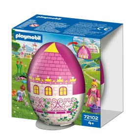 Playmobil-Set im ei-förmigen, burgverzierten Behälter mit Prinzessinnenfigur.