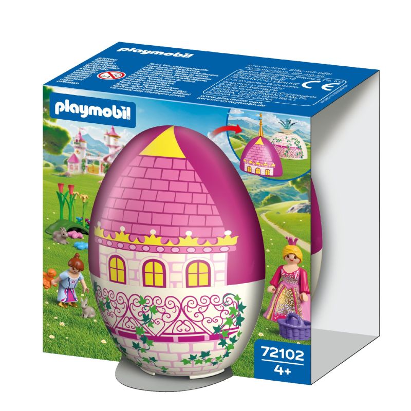 Playmobil-Set im ei-förmigen, burgverzierten Behälter mit Prinzessinnenfigur.