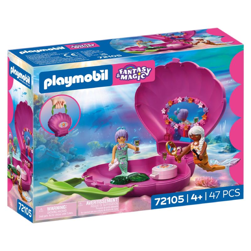 Playmobil Fantasy & Magic Set: Zwei Meerjungfrauen im rosa Muschel-Design, 47 Teile, ab 4 Jahren geeignet.